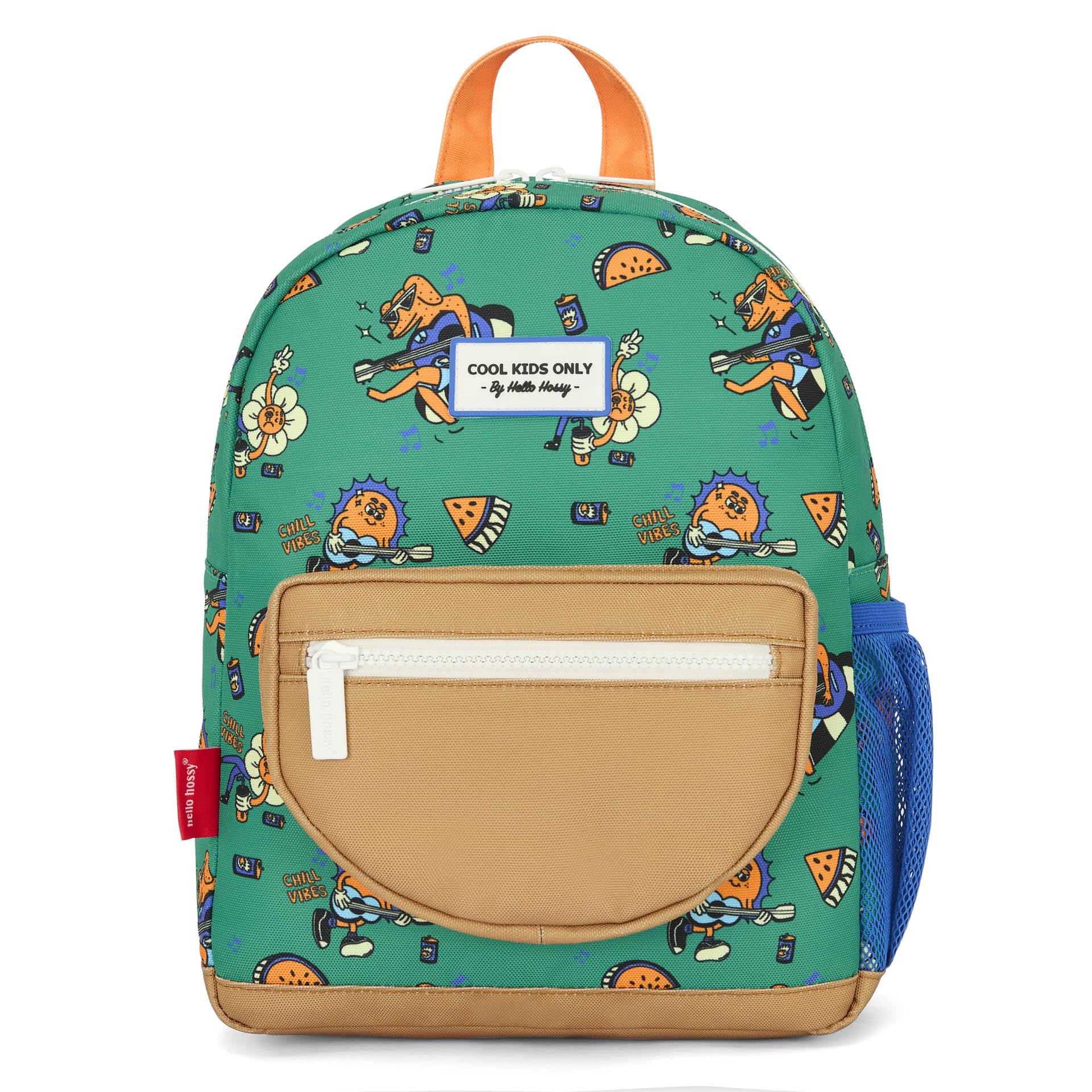 Sac à dos enfant vert imprimé animaux poche marron Hello Hossy
