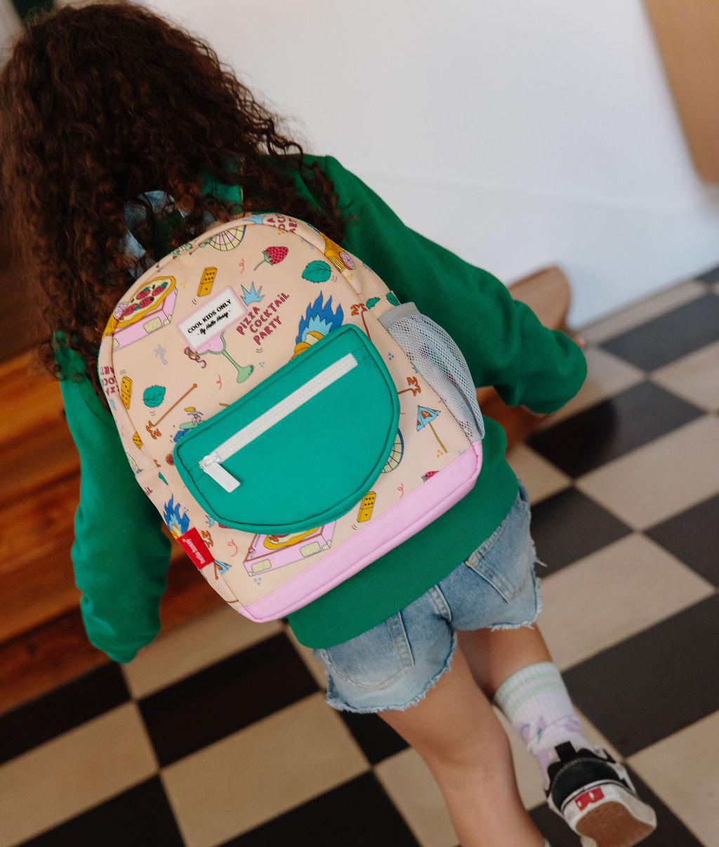 Sac à dos enfant beige vert motifs food Hello Hossy