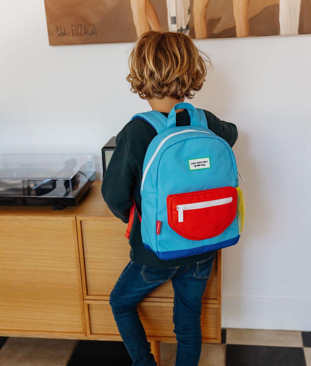 Kinderrugzak blauw rood vakje Hello Hossy