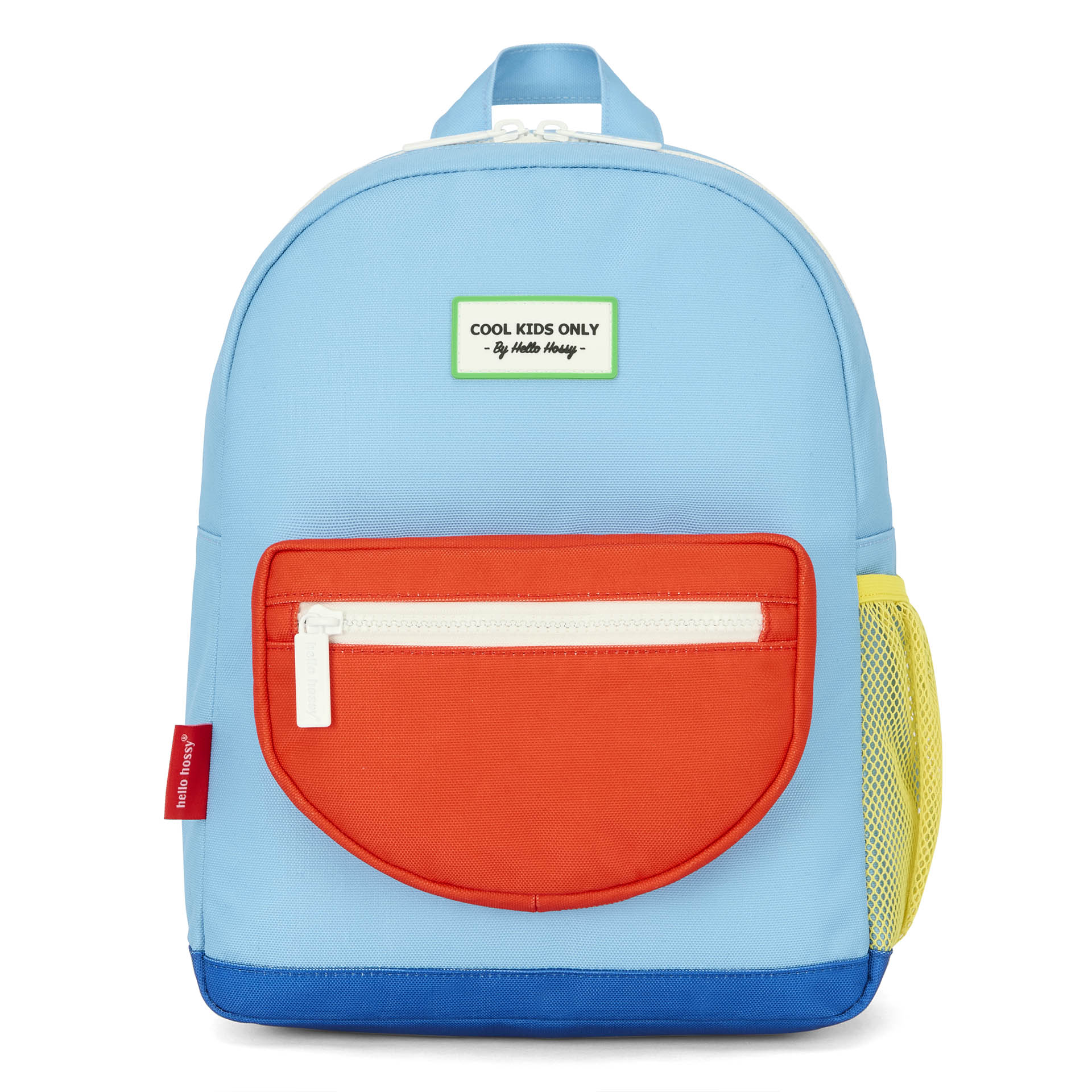 Rugzak kind blauw oranje zak geel net Hello Hossy