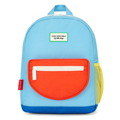 Rugzak kind blauw oranje zak geel net Hello Hossy