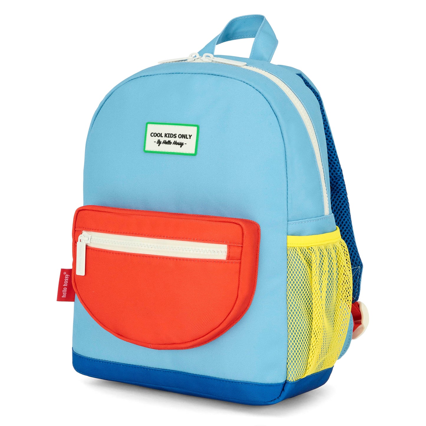 Rugzak kind blauw zak rood mesh geel Hello Hossy