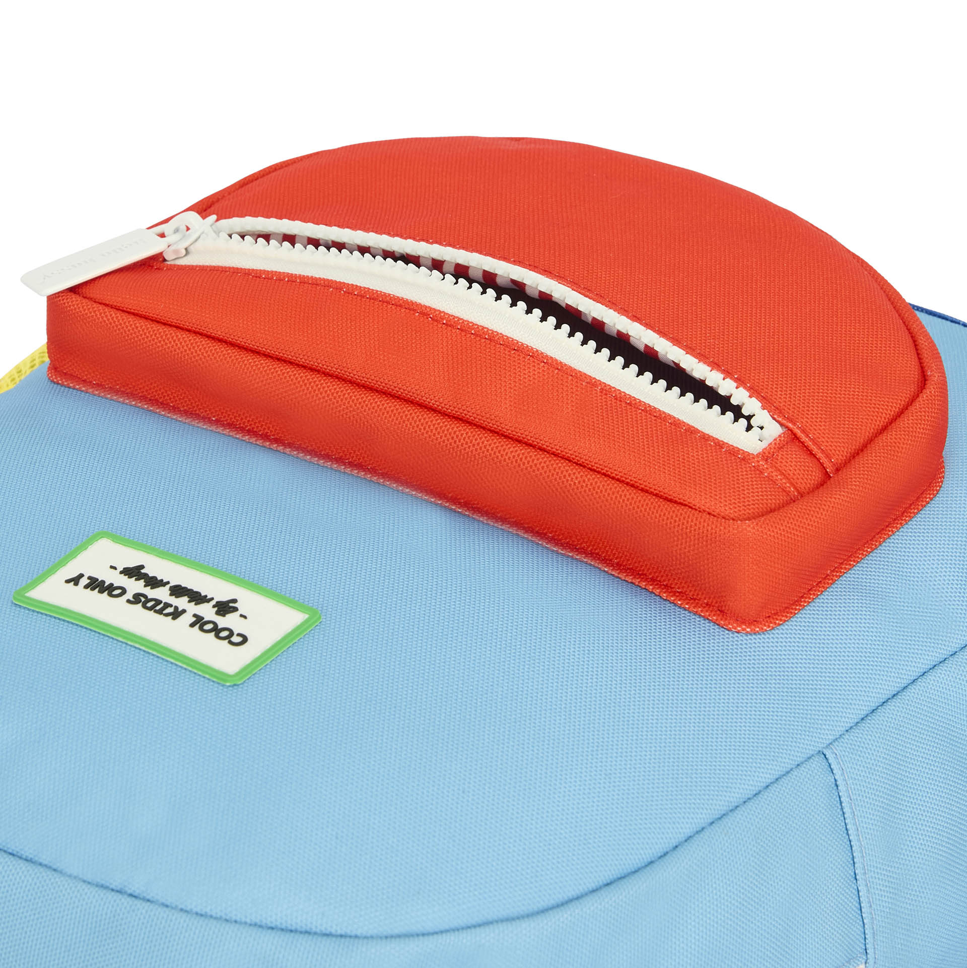 Kinderrugzak blauw rood ritshoekje Hello Hossy