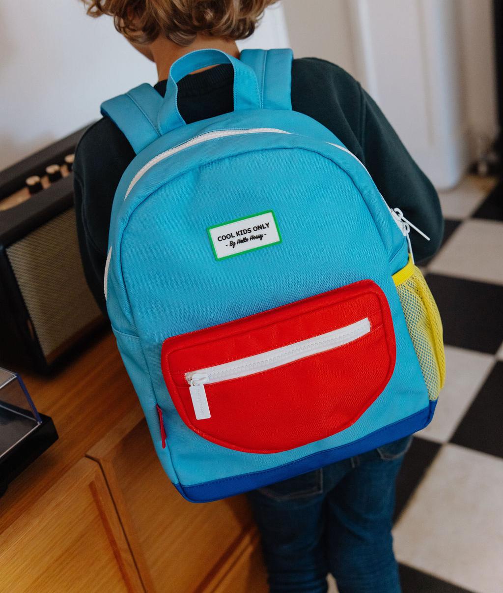 Kinderrugzak blauw rood vakje Hello Hossy