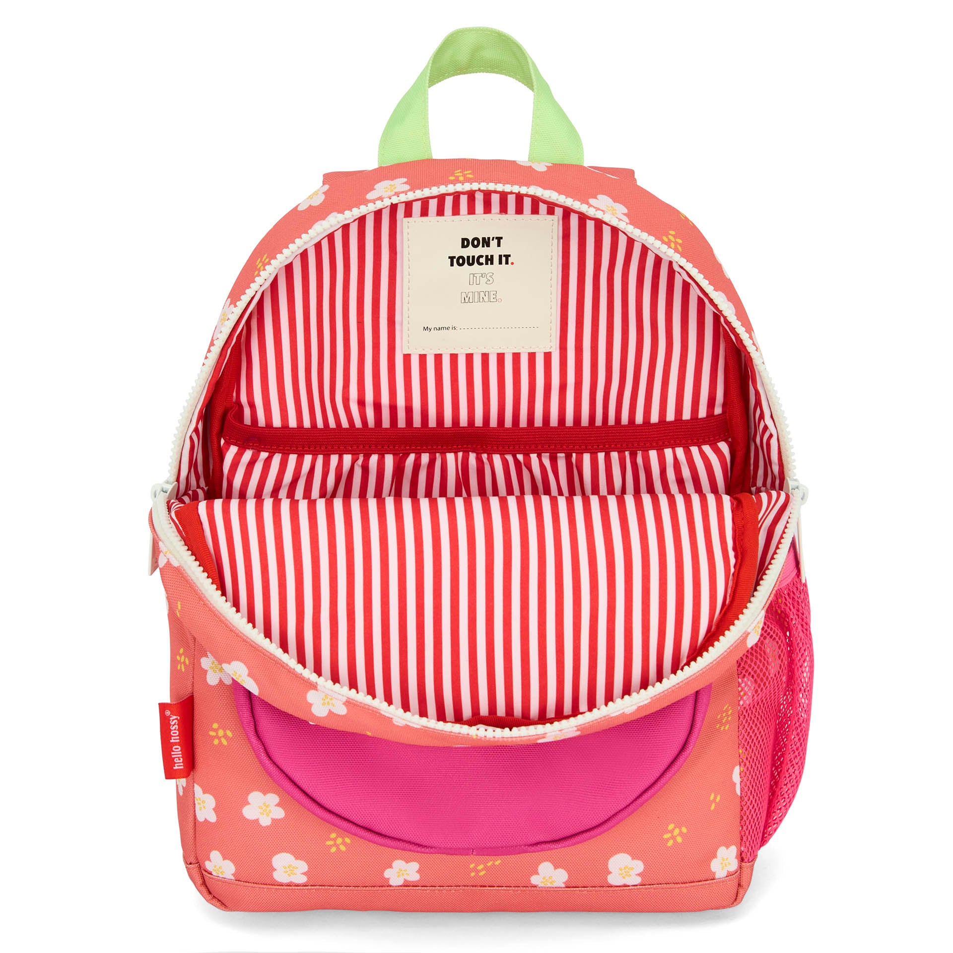Sac à dos enfant corail motif fleurs intérieur rayé Hello Hossy
