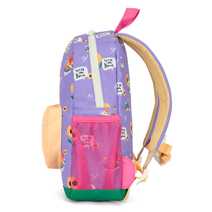 Sac à dos enfant violet imprimé fleurs violet détail rose Hello Hossy
