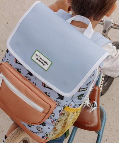 Rugzak kind blauw sport motief zak camel net geel Hello Hossy