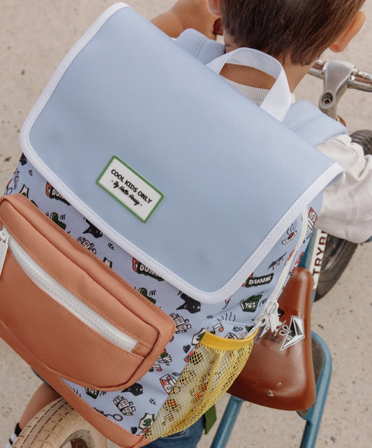 Rugzak kind blauw sport motief zak camel net geel Hello Hossy