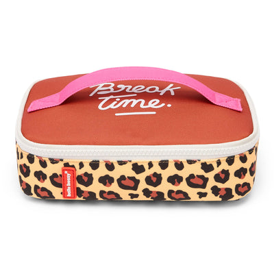 Sac goûter enfant crème motif léopard poignée rose Hello Hossy