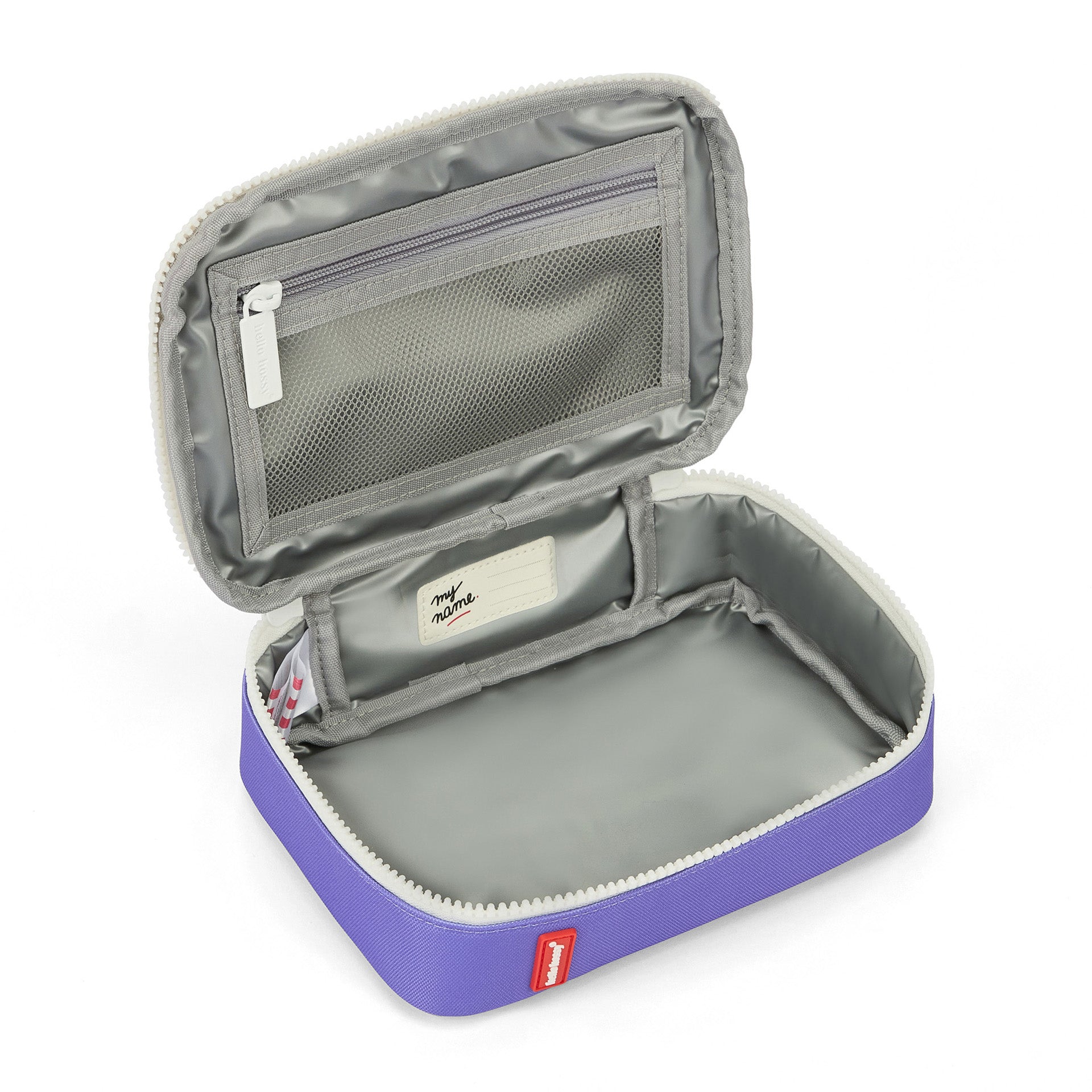 Sac goûter enfant violet intérieur gris compartiment zippé Hello Hossy
