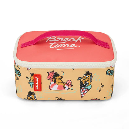 Sac repas enfant jaune rose motif licorne détails rouges Hello Hossy