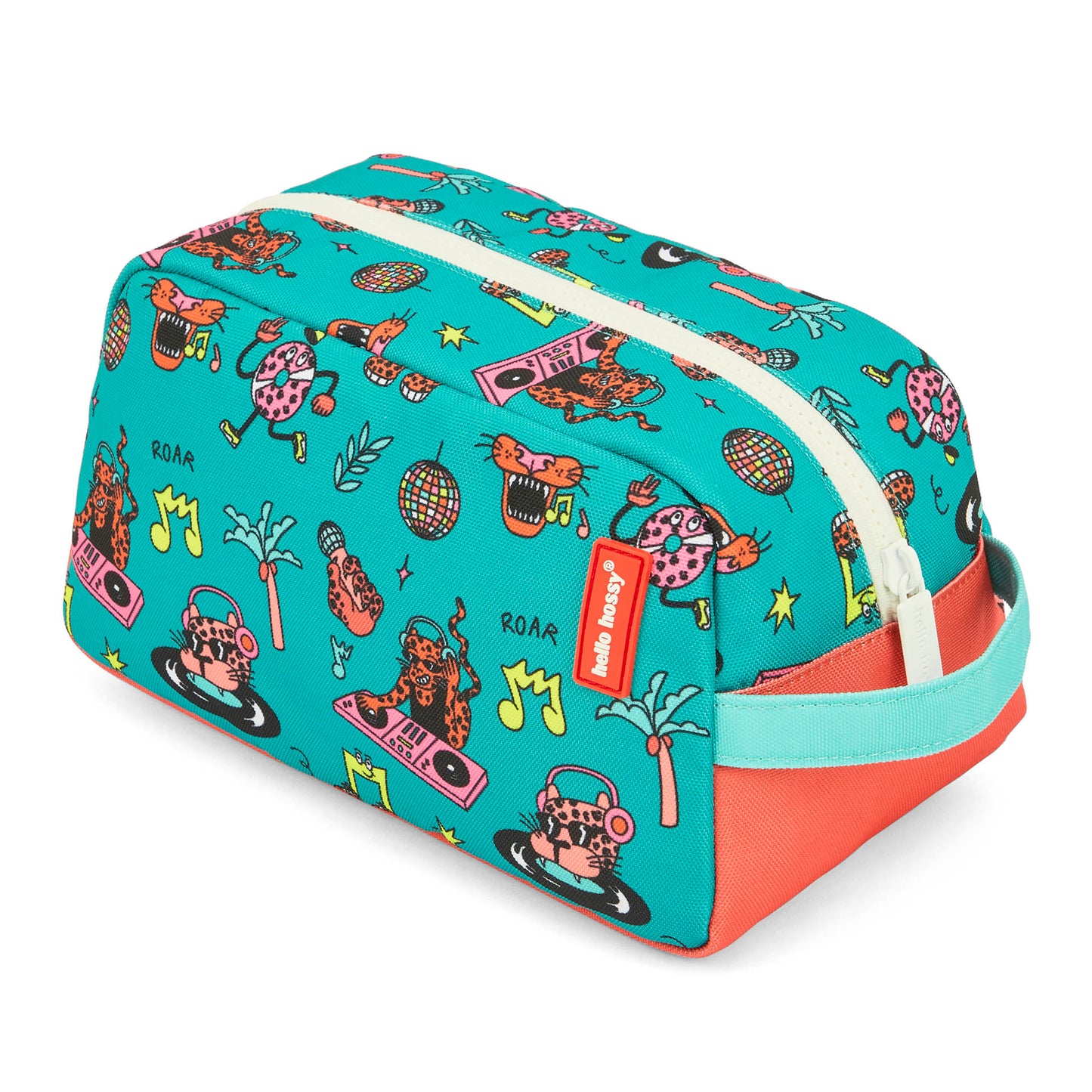 Trousse de toilette enfant vert motifs musique base corail Hello Hossy