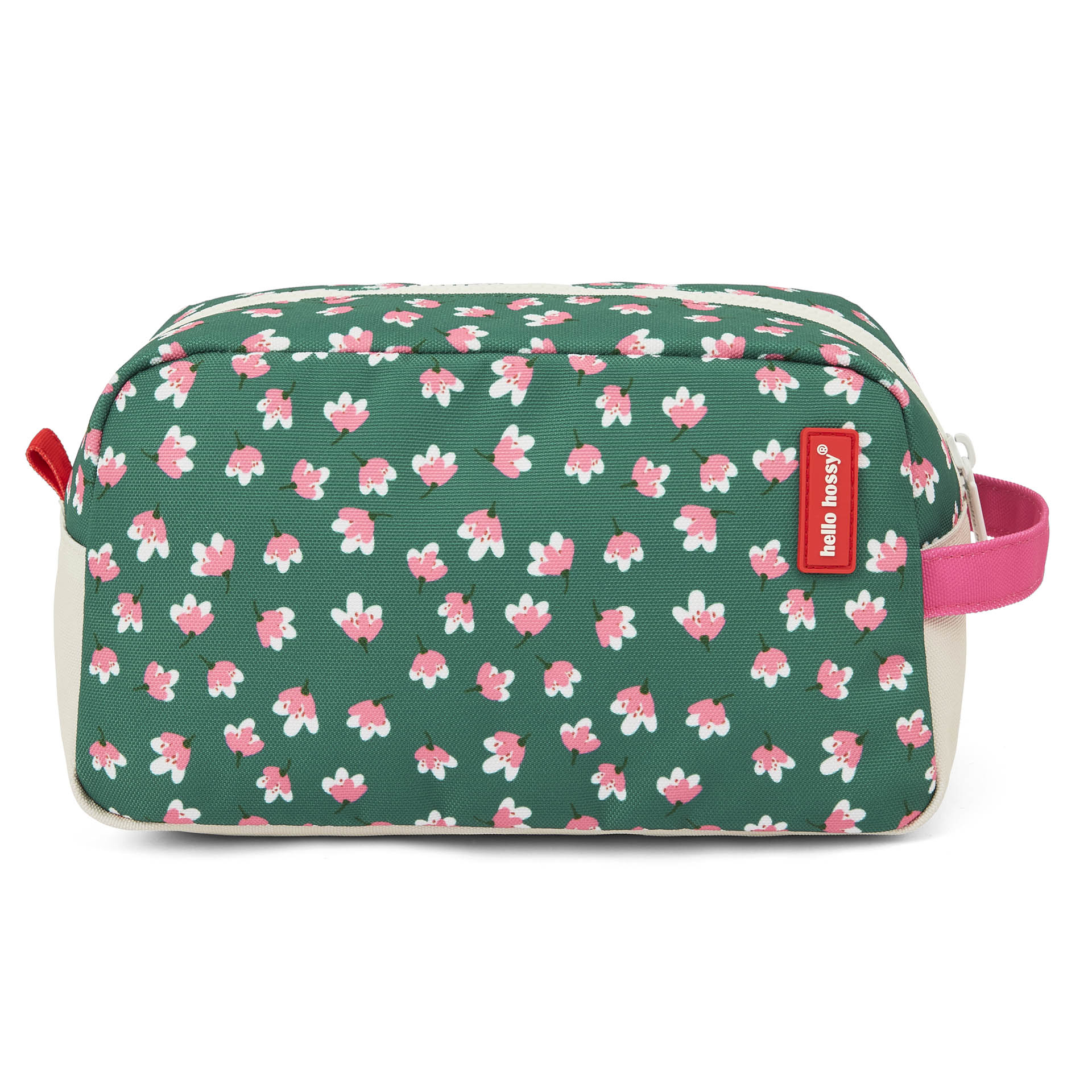 Toilettas kind groen motief bloemen handgreep roze Hello Hossy