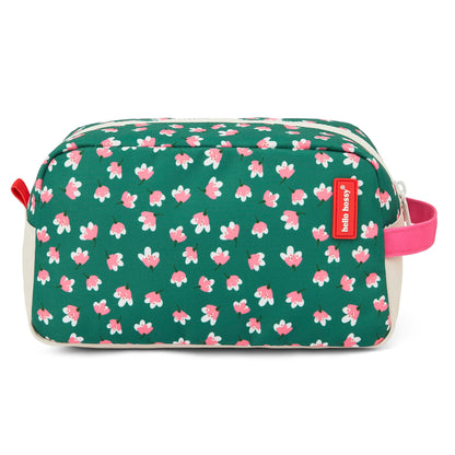Toilettas kind groen motief bloemen handgreep roze Hello Hossy