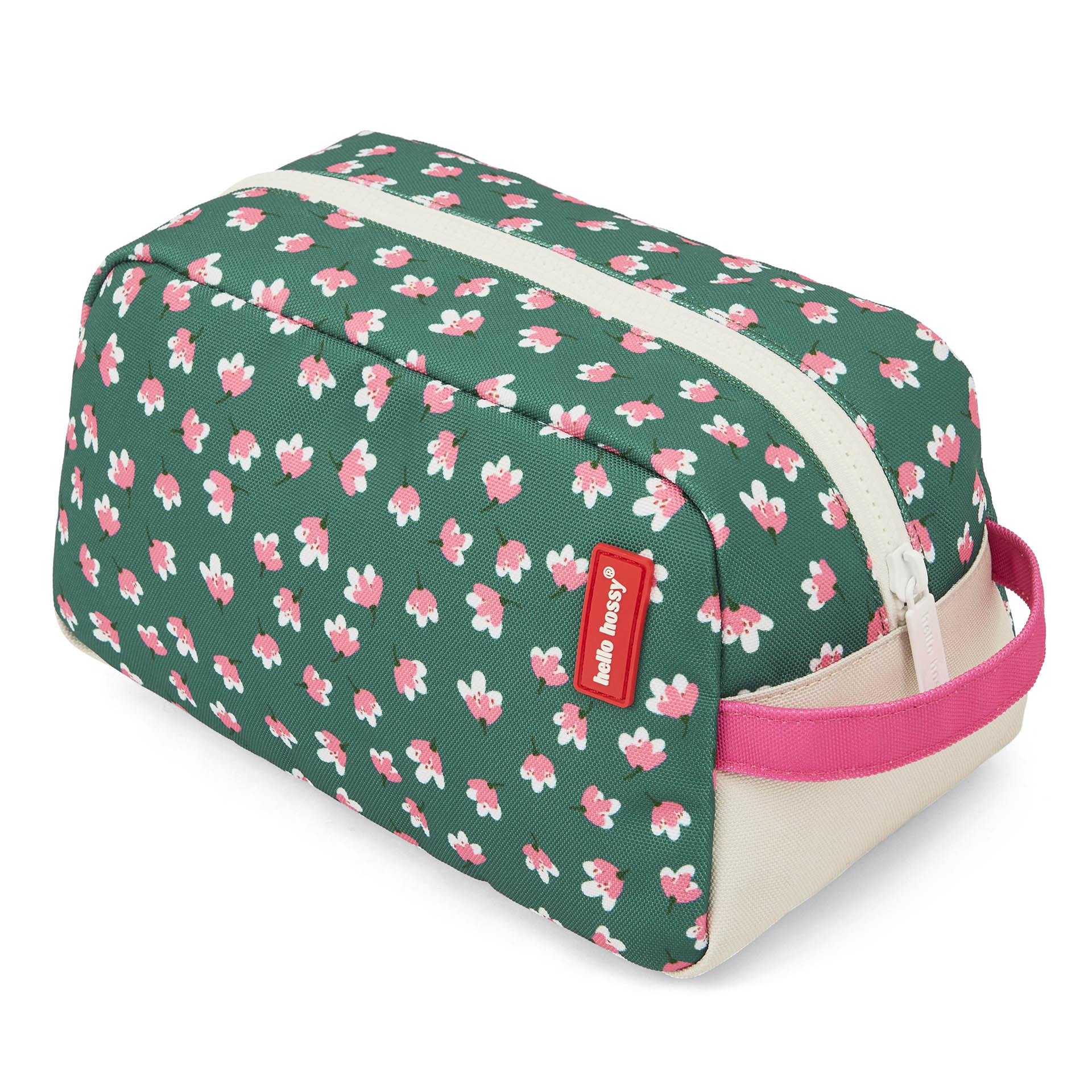 Toilettas kind groen motief bloemen handgreep roze Hello Hossy