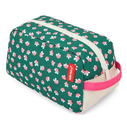 Toilettas kind groen motief bloemen handgreep roze Hello Hossy