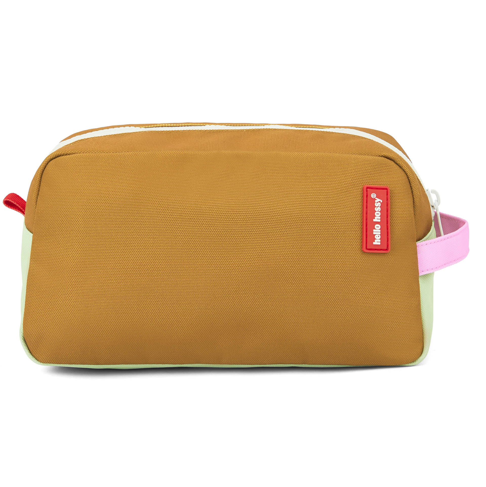 Toilettas kind camel groen handvat roze label rood Hello Hossy