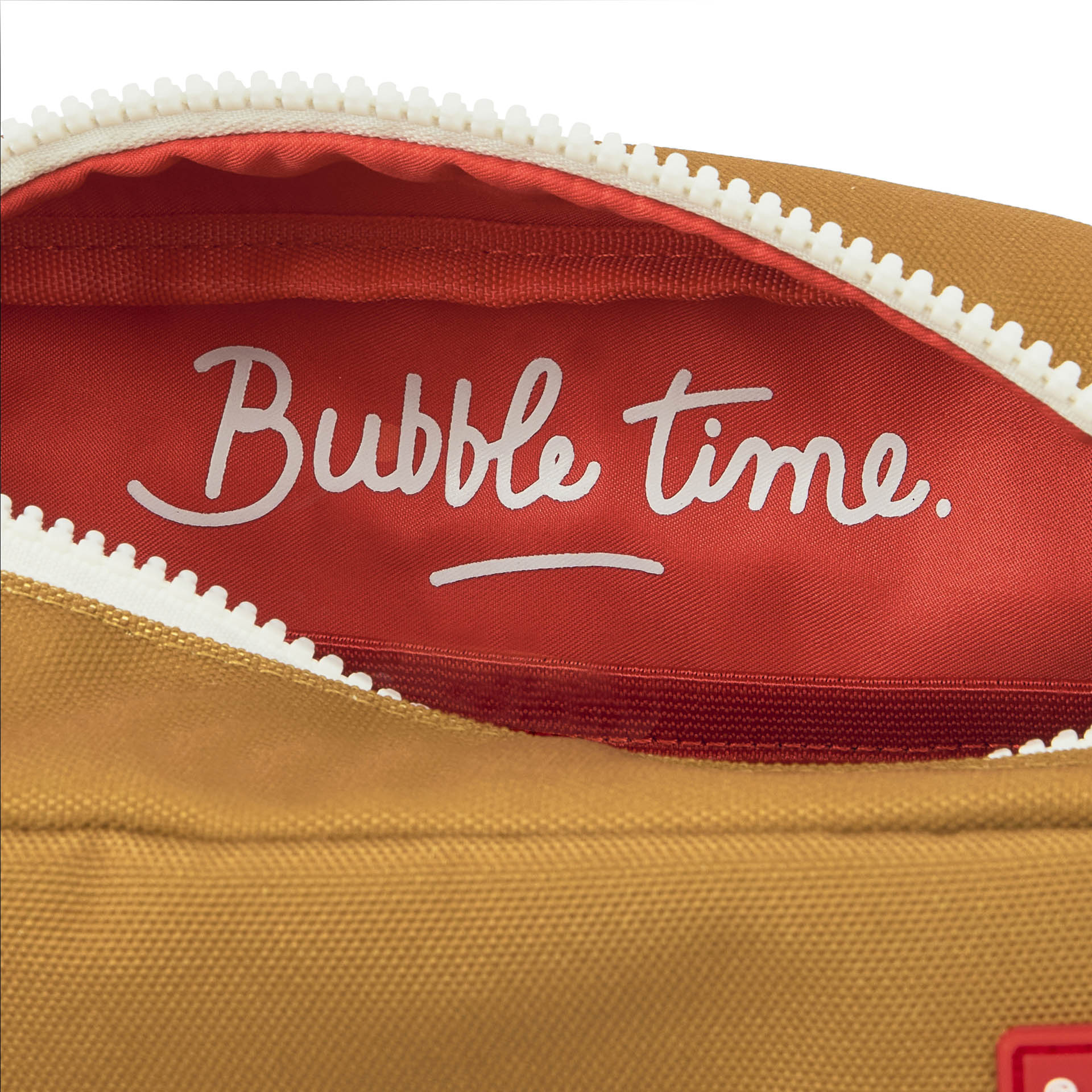 Toilettas kind camel interieur rood opdruk Bubble time Hello Hossy