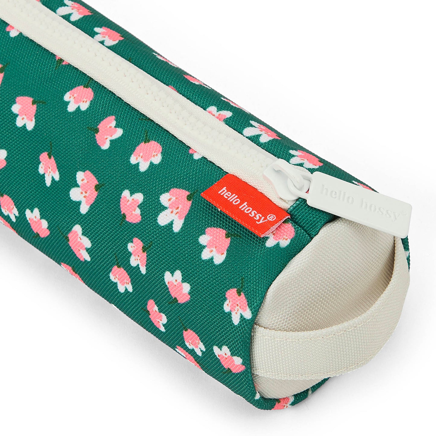 Schooletui kind groen motief bloemen roze crème rits Hello Hossy