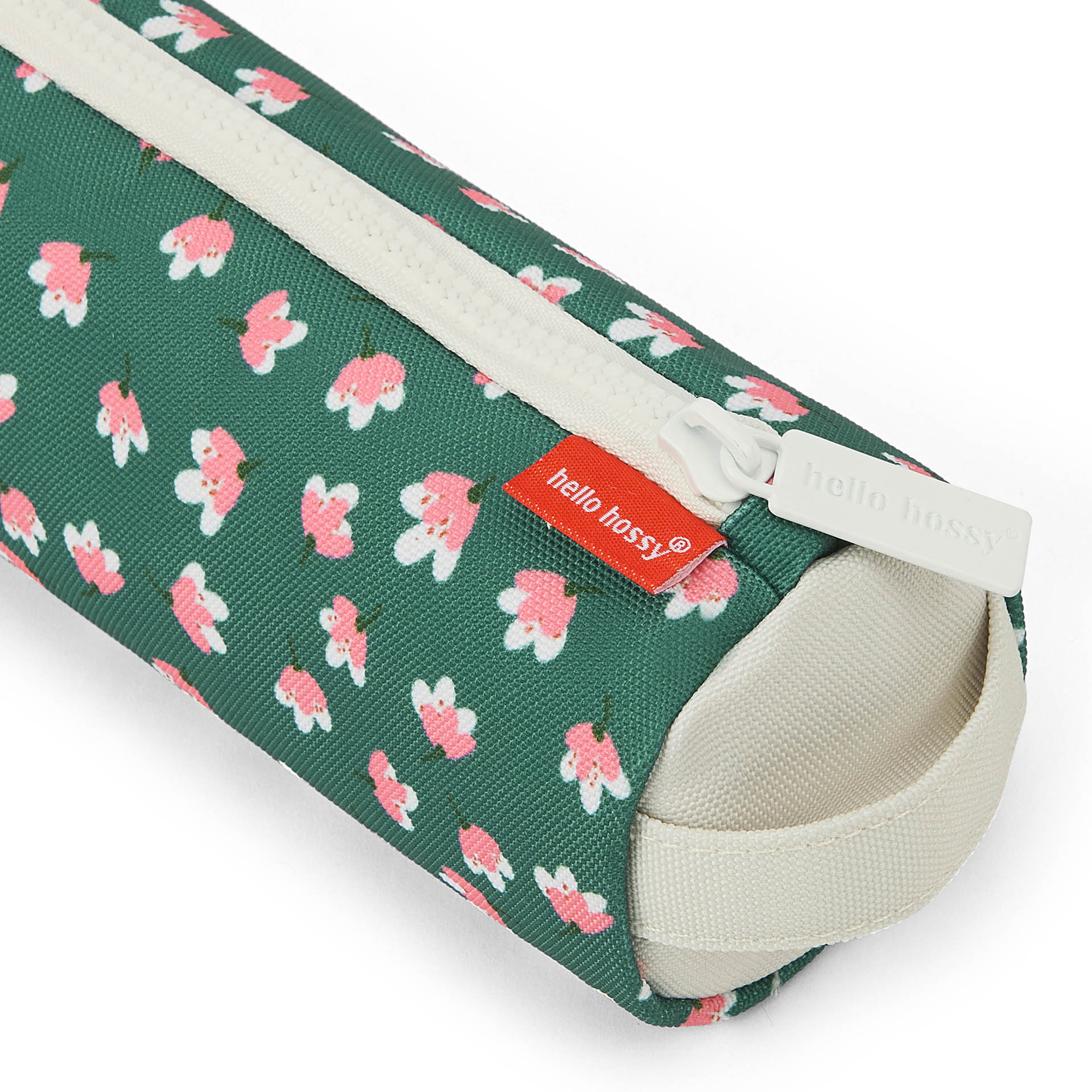 Schooletui kind groen motief bloemen roze crème rits Hello Hossy