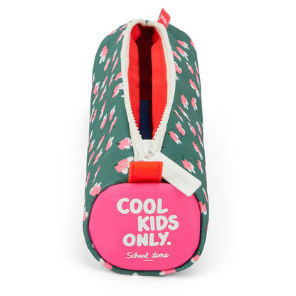 Schooletui kind groen prints bloemen roze ritssluiting Hello Hossy