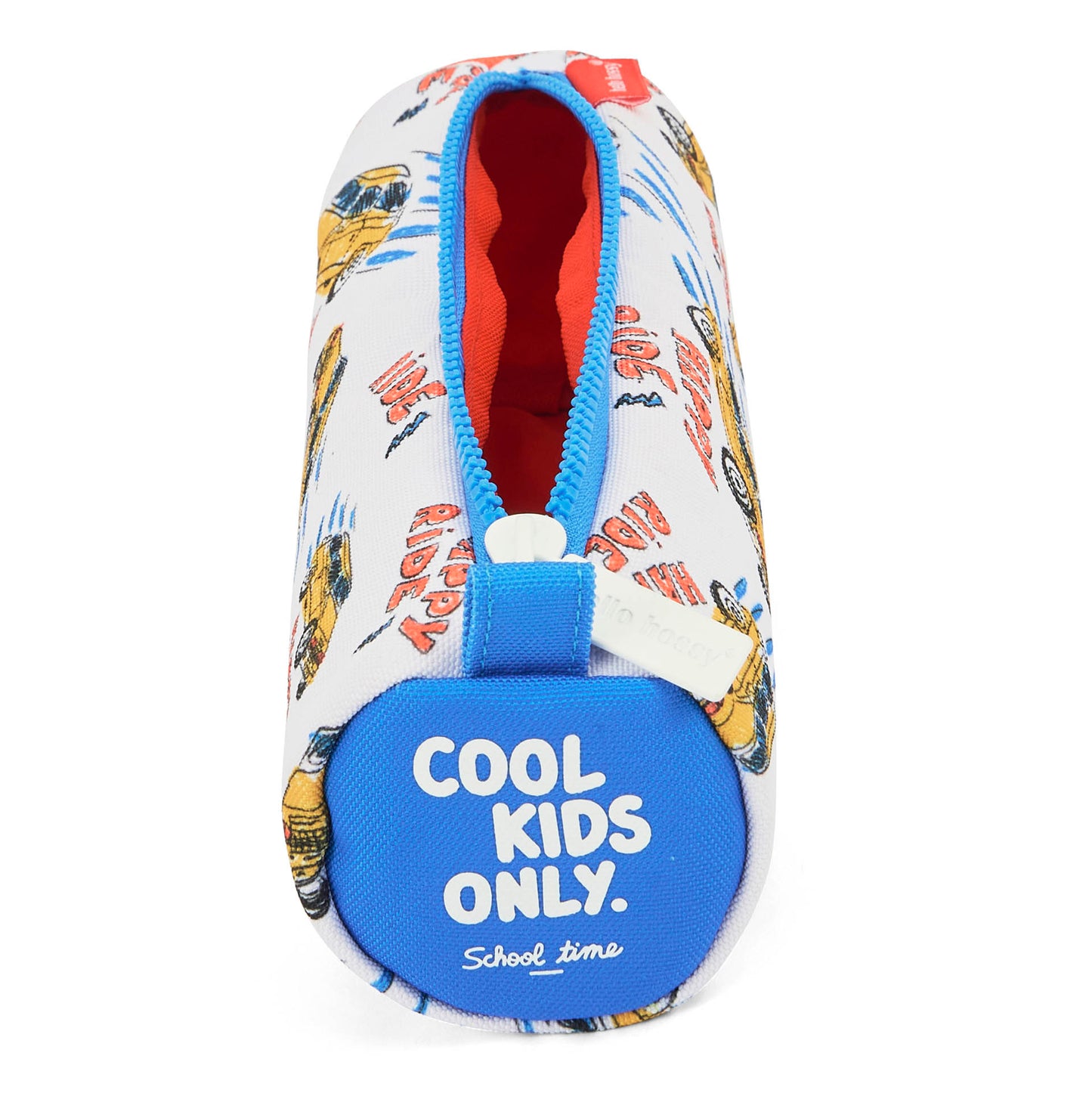 Schooletui kind wit oranje motief auto's opdruk Cool Kids Only Hello Hossy