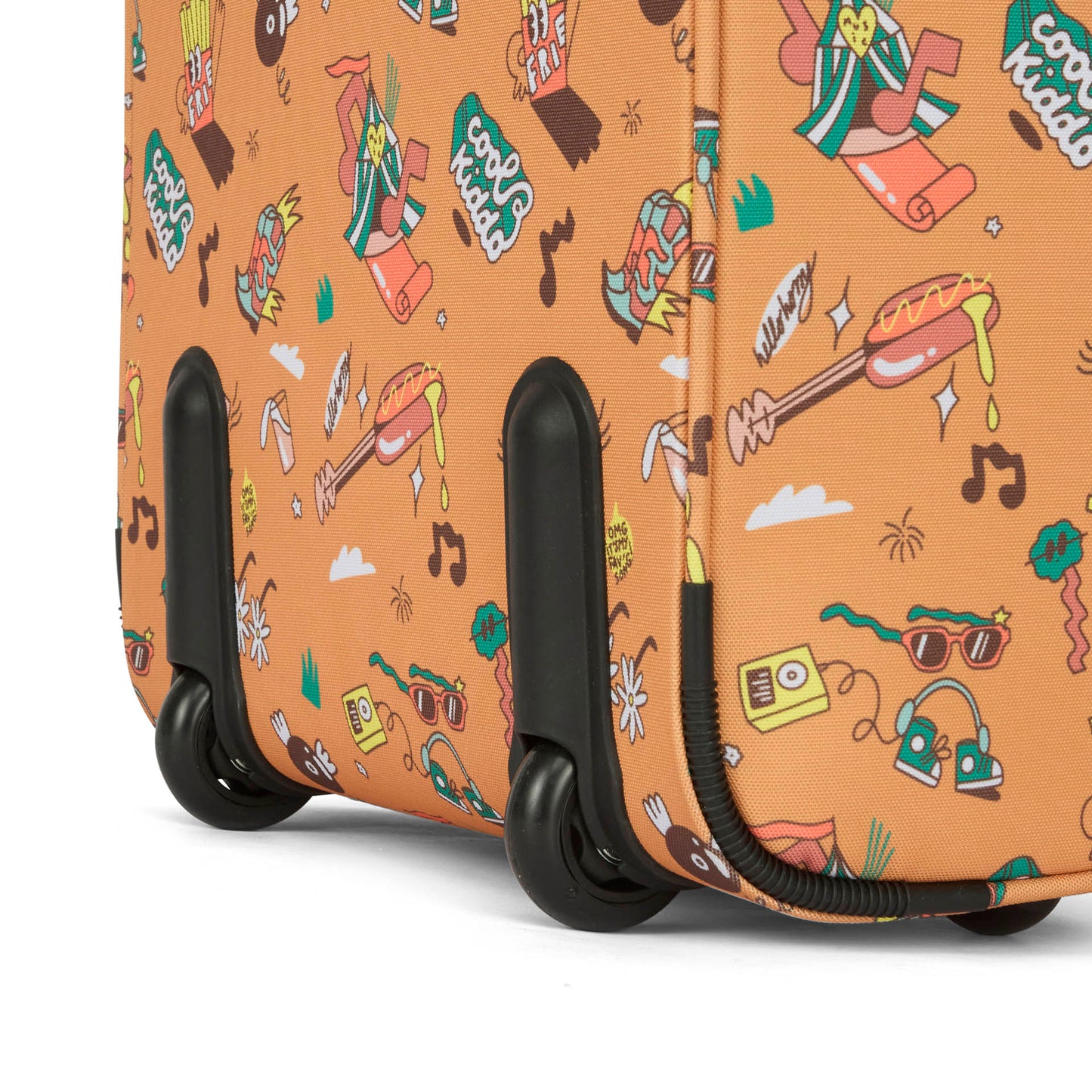 Valies kind bruin motieven muziek zwarte wielen Hello Hossy