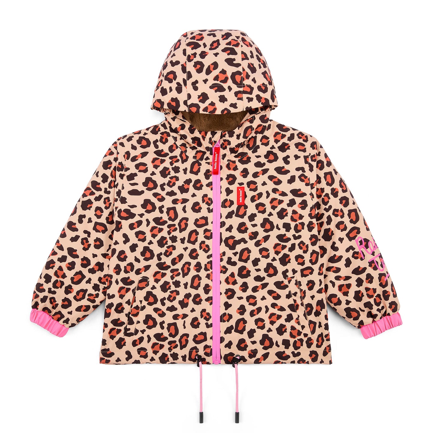 Winterjasje kind bruin leopard prints zakken capuchon Hello Hossy