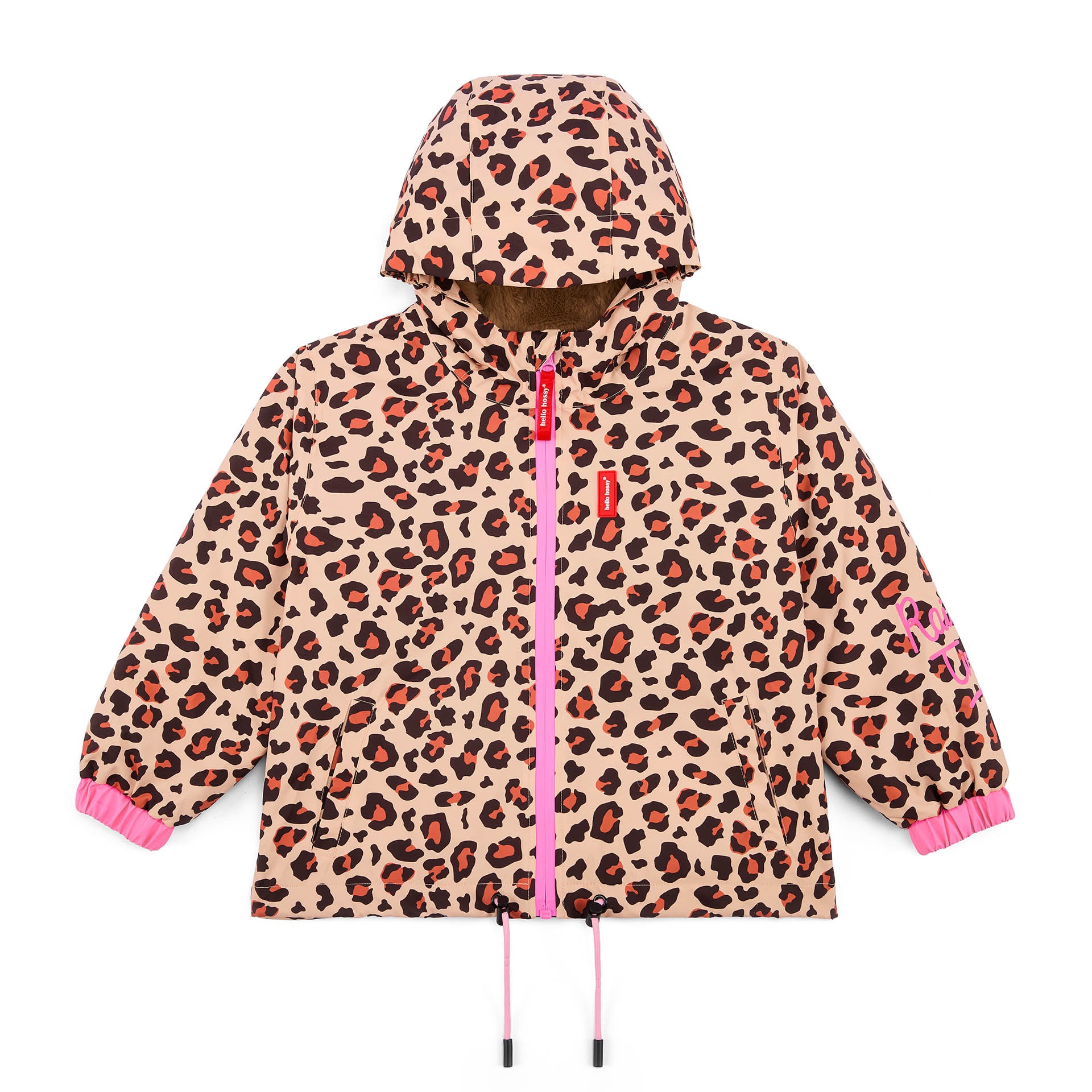 Winterjasje kind bruin leopard prints zakken capuchon Hello Hossy