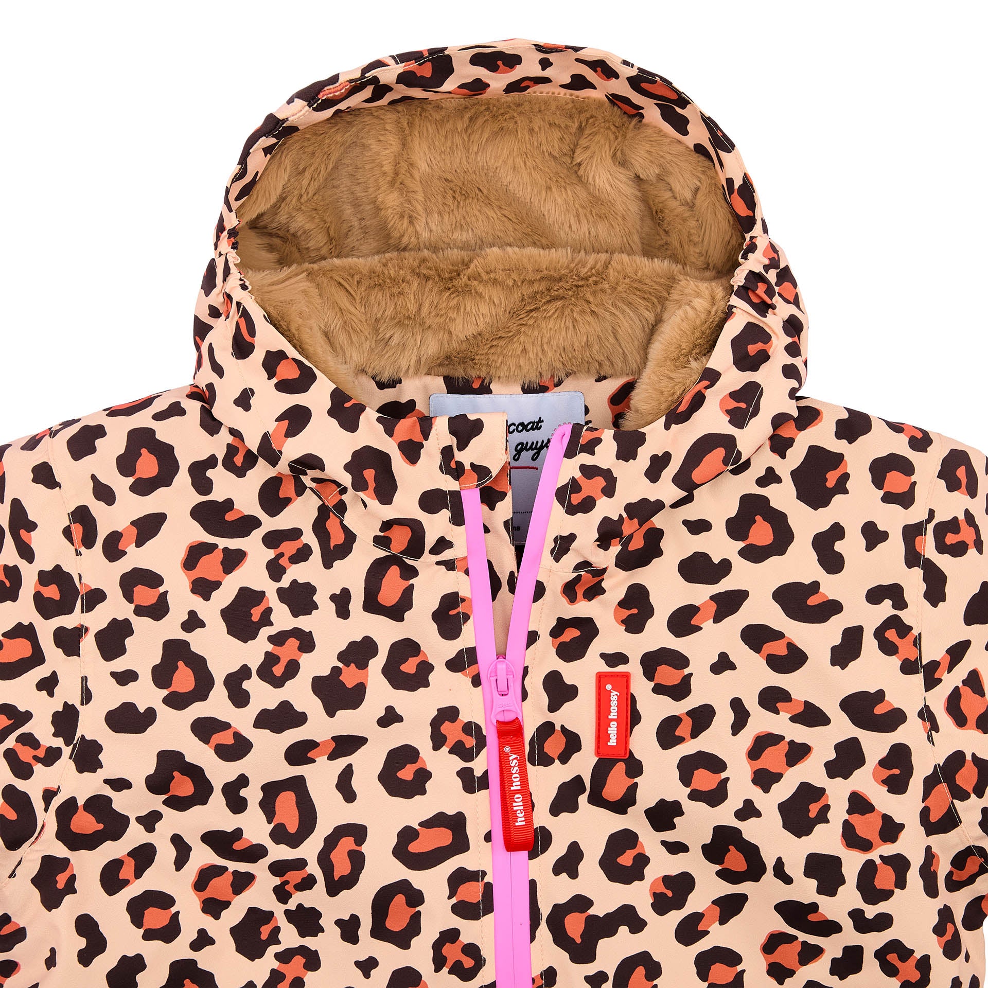 Winterjasje kind leopard motief bruin voering nep bont Hello Hossy