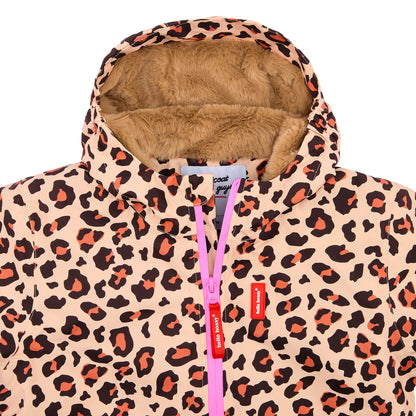 Winterjasje kind leopard motief bruin voering nep bont Hello Hossy