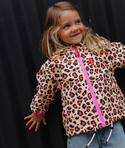Winterjasje kind leopard prints bruin zwart rits roze Hello Hossy