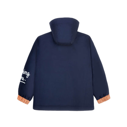 Veste kind marineblauw met capuchon elastische mouwen oranje details Hello Hossy