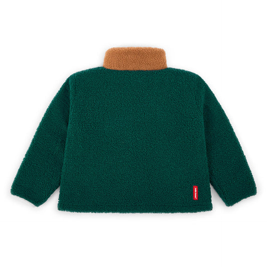 Fleecejas kind blauw groen kraag bruin Hello Hossy