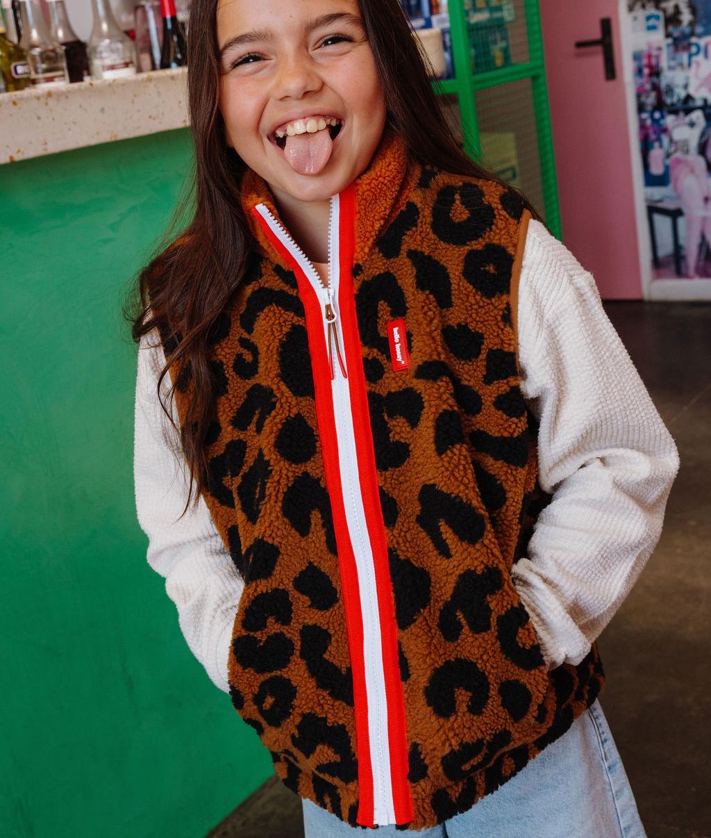Leopard Fleece zonder mouwen