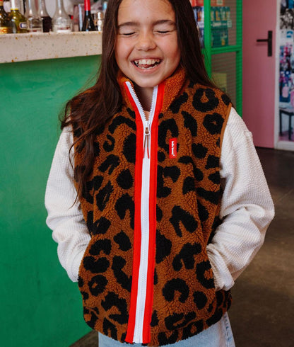 Leopard Fleece zonder mouwen