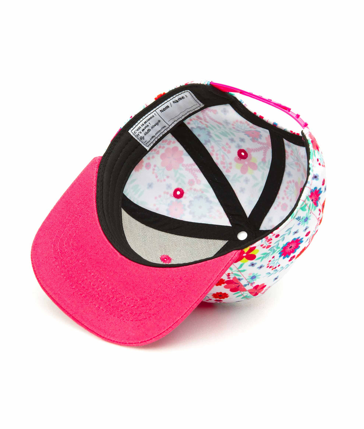Kindermet wit roze prints bloemen vlakke klep Hello Hossy
