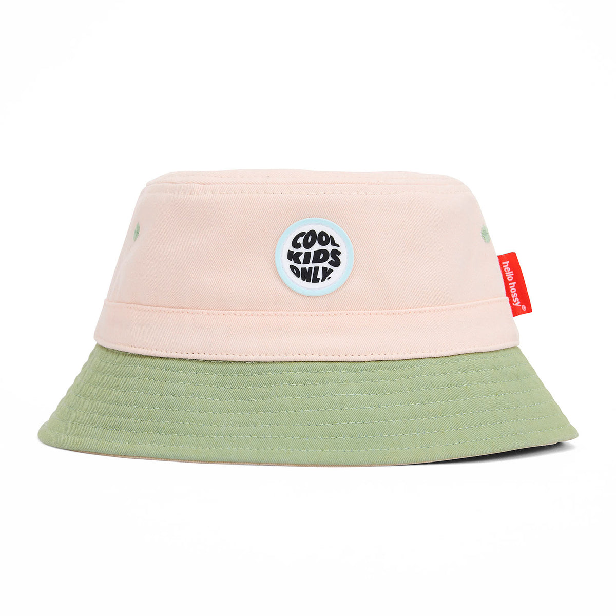 Kinderen bob hat Beige en groen borduursel Cool Kids Only Hello Hossy