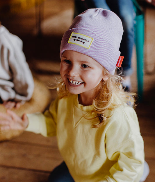 Bonnet Enfants Urban Lilac, coton, effet chiné, maille douce et fine, dès 9 mois, Cool Kids Only !