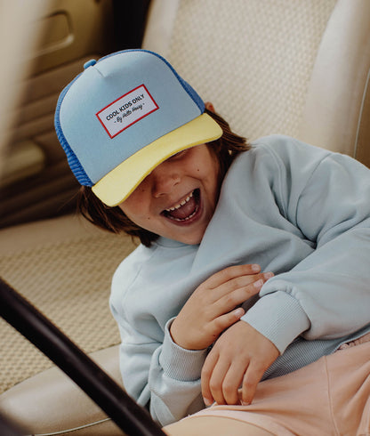 Casquette Enfants Mini Blue Lemon, style Trucker, éco-responsable, certifiée Oeko-Tex, dès 9 mois, Cool Kids Only !