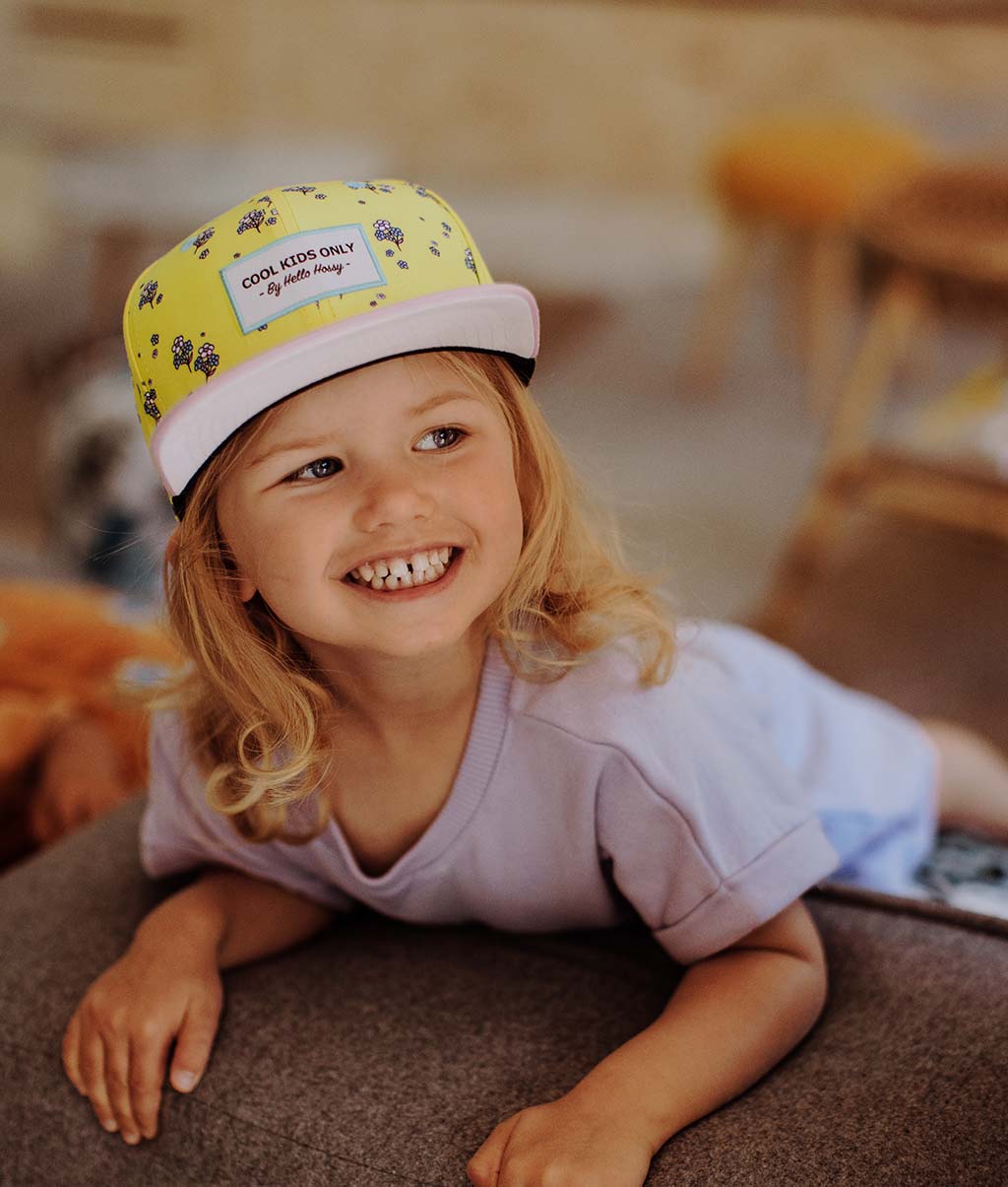 Casquette Enfants Lemon Flowers, visière plate, éco-responsable, certifiée Oeko-Tex, dès 9 mois, Cool Kids Only !