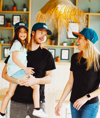 Casquette Parents-Enfants Mini Duck Blue, visière courbée, matchy-matchy, 100% coton biologique, dès 9 mois, Cool Kids Only !